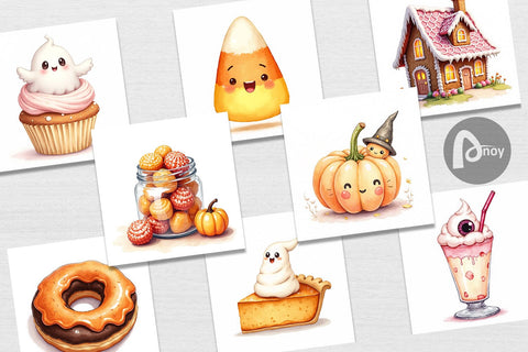 Digital Paper Kawaii Halloween Sweets Digital Pattern artnoy 