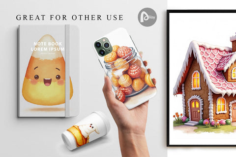 Digital Paper Kawaii Halloween Sweets Digital Pattern artnoy 