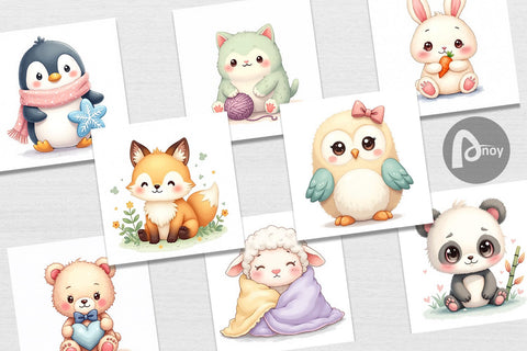 Digital Paper Kawaii Plush Dolls Digital Pattern artnoy 