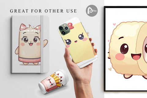 Digital Paper Kawaii Stationery Digital Pattern artnoy 