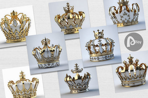Digital Paper King Crown Gold Digital Pattern artnoy 