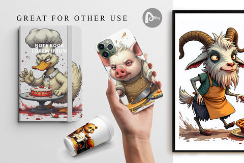 Digital Paper Kitchen Chaos Critter Digital Pattern artnoy 