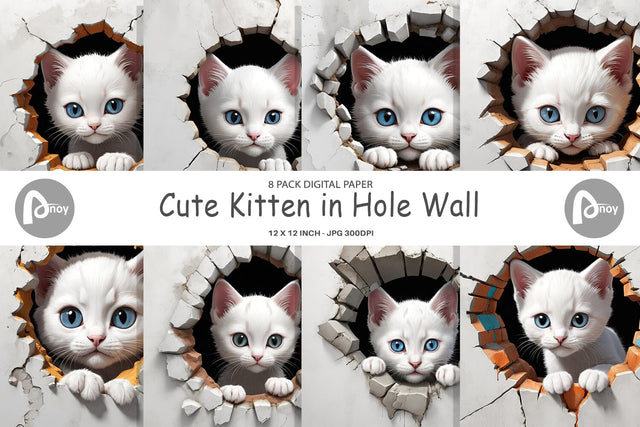 Digital Paper Kitten in Wall Digital Pattern artnoy 