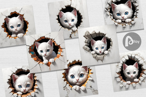 Digital Paper Kitten in Wall Digital Pattern artnoy 