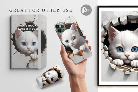 Digital Paper Kitten in Wall Digital Pattern artnoy 