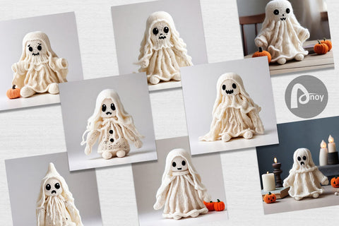 Digital Paper Knitted Ghost Halloween Digital Pattern artnoy 