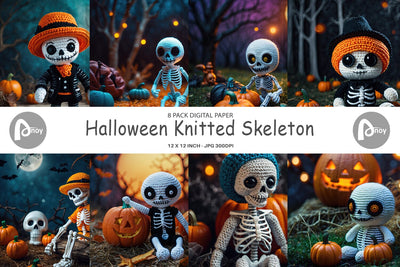 Digital Paper Knitted Skeleton Digital Pattern artnoy 