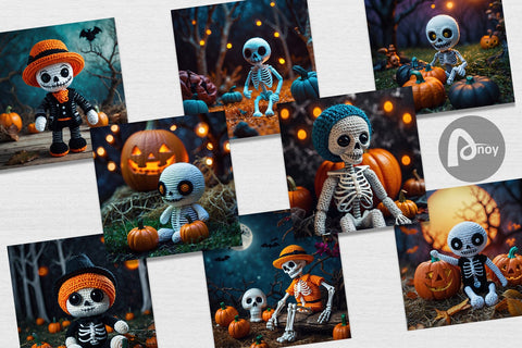 Digital Paper Knitted Skeleton Digital Pattern artnoy 