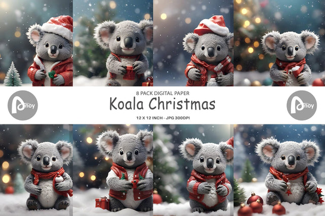 Digital Paper Koala Christmas Digital Pattern artnoy 
