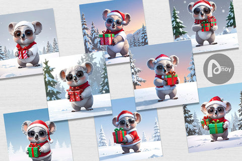 Digital Paper Koala Christmas Digital Pattern artnoy 