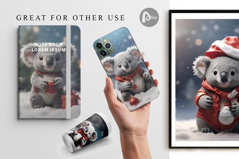 Digital Paper Koala Christmas Digital Pattern artnoy 