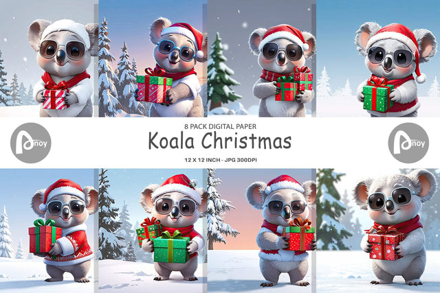 Digital Paper Koala Christmas Digital Pattern artnoy 