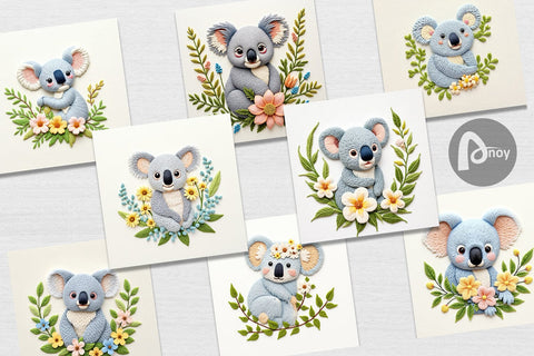 Digital Paper Koala Embroidery Digital Pattern artnoy 