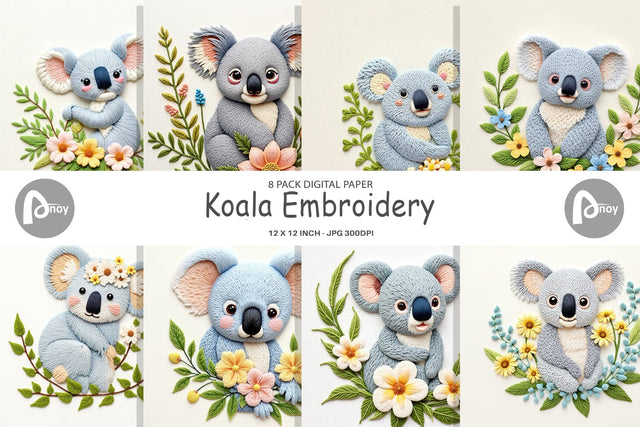 Digital Paper Koala Embroidery Digital Pattern artnoy 