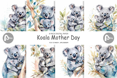 Digital Paper Koala Mother Day Digital Pattern artnoy 