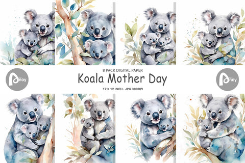 Digital Paper Koala Mother Day Digital Pattern artnoy 