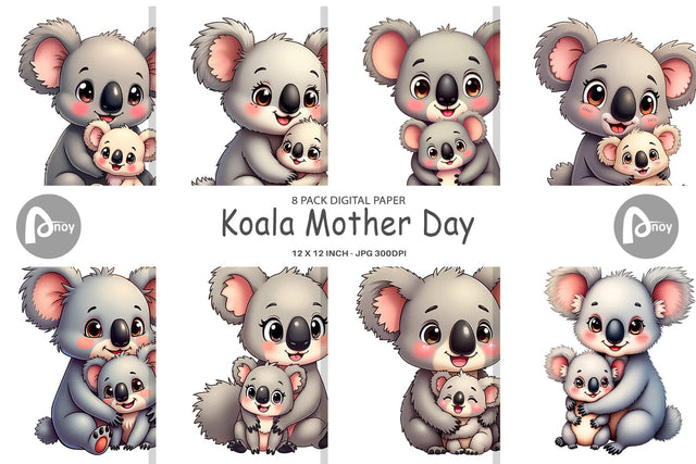Digital Paper Koala Mother's Day Digital Pattern artnoy 