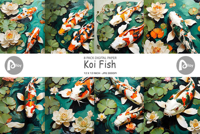 Digital Paper Koi Fish Digital Pattern artnoy 
