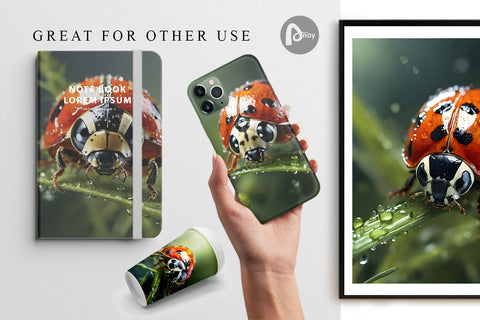 Digital Paper Ladybug on grass Digital Pattern artnoy 