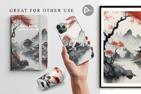 Digital Paper Landscape Villages Digital Pattern artnoy 