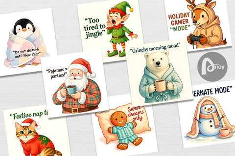 Digital Paper Lazy Christmas Pajamas Digital Pattern artnoy 