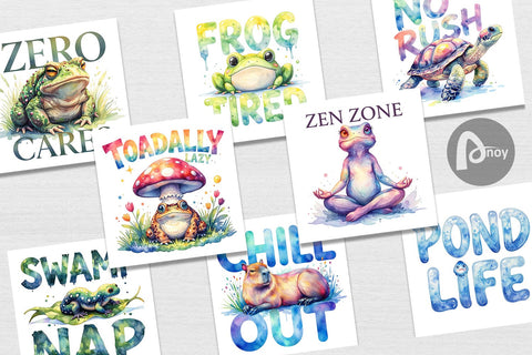 Digital Paper Lazy Frog Zen Digital Pattern artnoy 