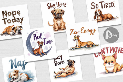 Digital Paper Lazy Vibes Ugly Cute Dog Watercolor Quotes Digital Pattern artnoy 