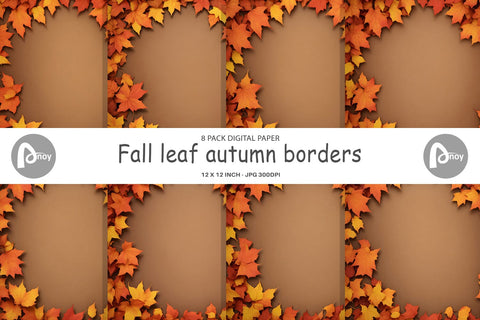 Digital Paper Leaf autumn borders Digital Pattern artnoy 