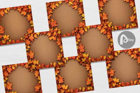 Digital Paper Leaf autumn borders Digital Pattern artnoy 