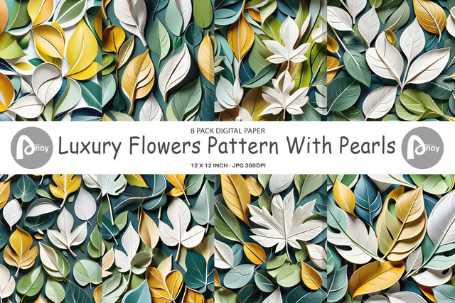 Digital Paper Leaves Pattern Digital Pattern artnoy 