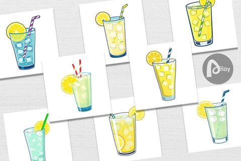 Digital Paper Lemonade Glass Digital Pattern artnoy 