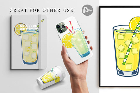 Digital Paper Lemonade Glass Digital Pattern artnoy 