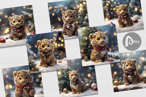 Digital Paper Leopard Christmas Digital Pattern artnoy 