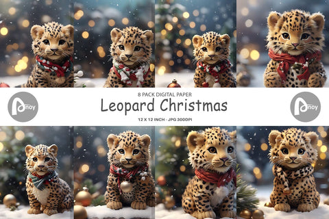 Digital Paper Leopard Christmas Digital Pattern artnoy 