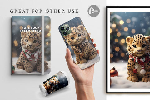 Digital Paper Leopard Christmas Digital Pattern artnoy 