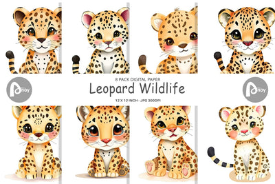 Digital Paper Leopard Wildlife Digital Pattern artnoy 