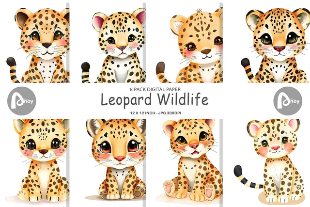 Digital Paper Leopard Wildlife Digital Pattern artnoy 