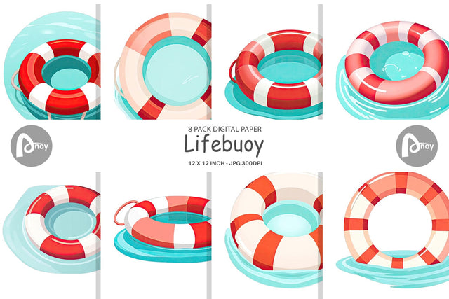 Digital Paper Lifebuoy Digital Pattern artnoy 
