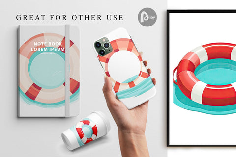 Digital Paper Lifebuoy Digital Pattern artnoy 