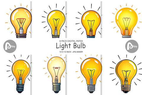 Digital Paper Light Bulb Digital Pattern artnoy 