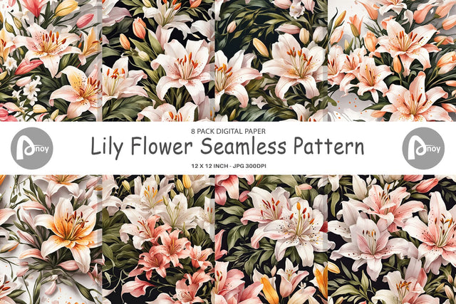 Digital Paper Lily Pattern Digital Pattern artnoy 