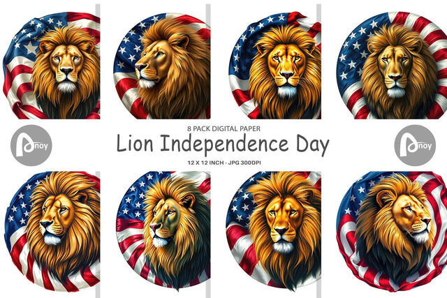 Digital Paper Lion 4th of July Digital Pattern artnoy 