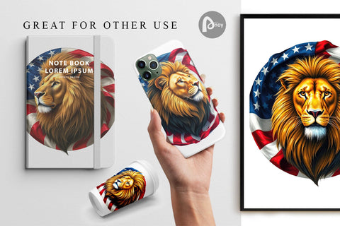 Digital Paper Lion 4th of July Digital Pattern artnoy 