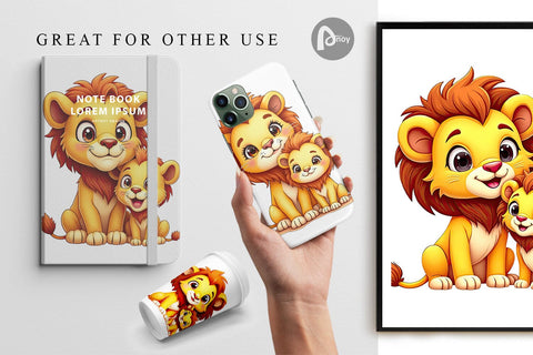 Digital Paper Lion Mother's Day Digital Pattern artnoy 