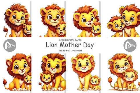 Digital Paper Lion Mother's Day Digital Pattern artnoy 