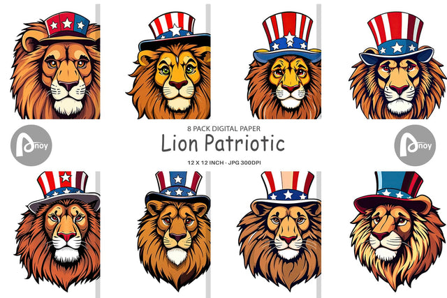 Digital Paper Lion Patriotic Digital Pattern artnoy 