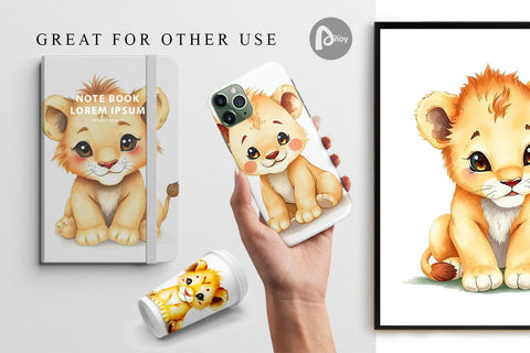 Digital Paper Lion Wildlife Digital Pattern artnoy 