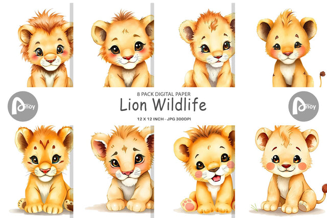 Digital Paper Lion Wildlife Digital Pattern artnoy 