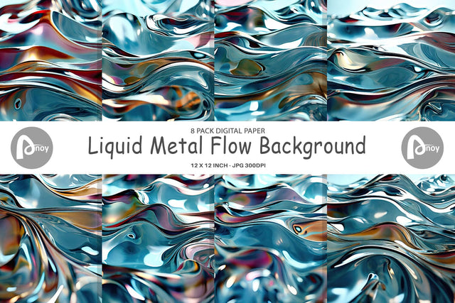 Digital Paper Liquid Metal Flow Digital Pattern artnoy 
