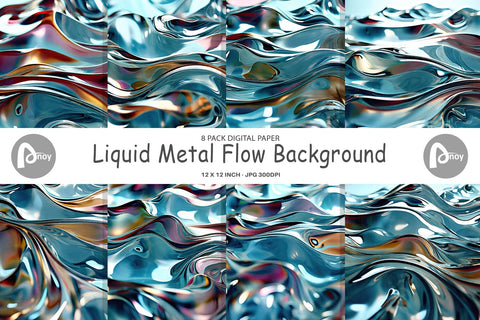 Digital Paper Liquid Metal Flow Digital Pattern artnoy 